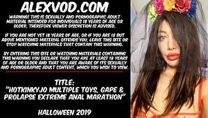 Hotkinkyjo numerous toys, gape & rosebutt extraordinary anal invasion marathon on Halloween 2019