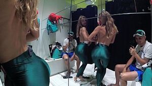 Real casual deep throat of an first-timer duo in a fitting room. Sasha Bikeyeva